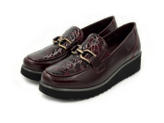 Treintas 4615 Zapato Mocasin Piel Burdeos Cuña 5 Mujer